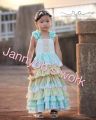 Kids Girls Green Doll Cake Dress