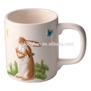 factory Wholesale creative Ceramic Bunny embossed coffee Mug