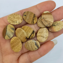 Natural Egg Shaped Picture Jasper Flat Back Cutting