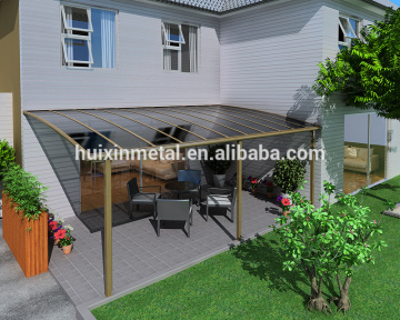 L style aluminium frame balcony awning with pc solid panel HX122L