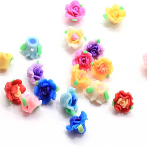 Perle de fleur en argile polymère souple à la main de 15mm avec trous pour collier à faire soi-même Bracelet ornement de cheveux fabrication de bijoux