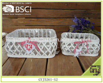 2015 new home decoration wood white storage basket