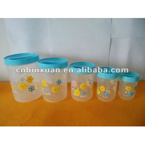 5pcs/set plastic canister with printing/PP candy canister/Cheap kitchen canister set