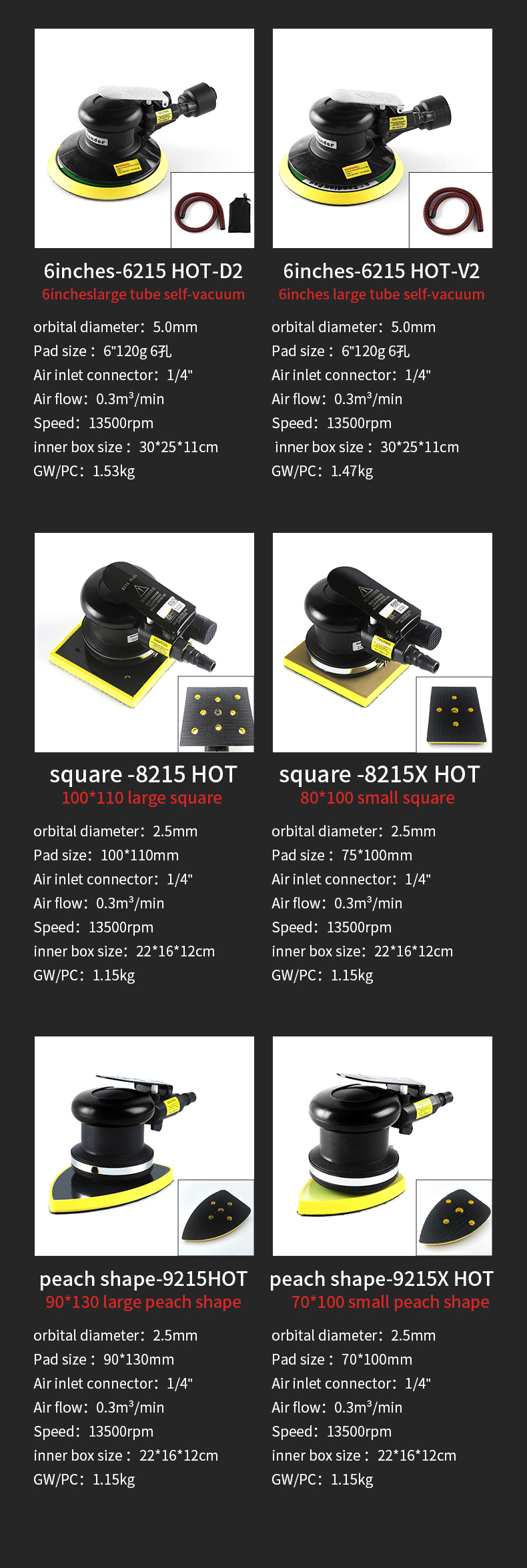 central vacuum pneumatic polisher air orbital sander for car