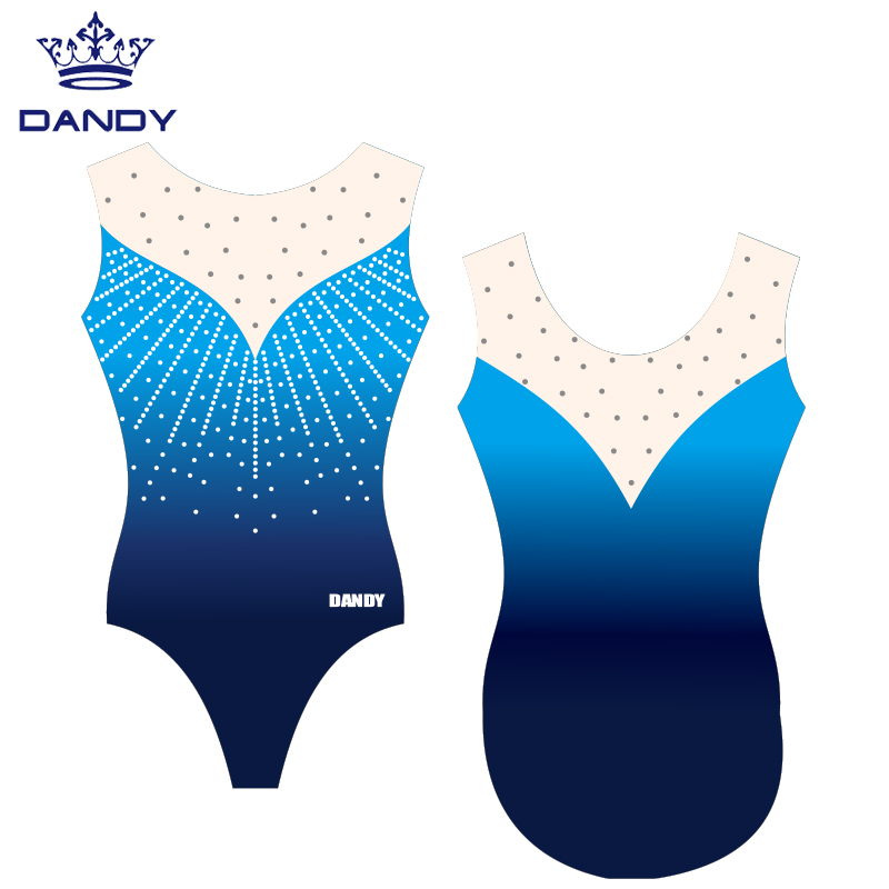 Ombre rhinestones girls dance wear