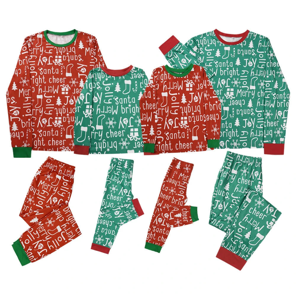 OEM China Factory Fall Autumn Winter Two Pieces Set Tracksuit Christmas Parent-Child Outfit