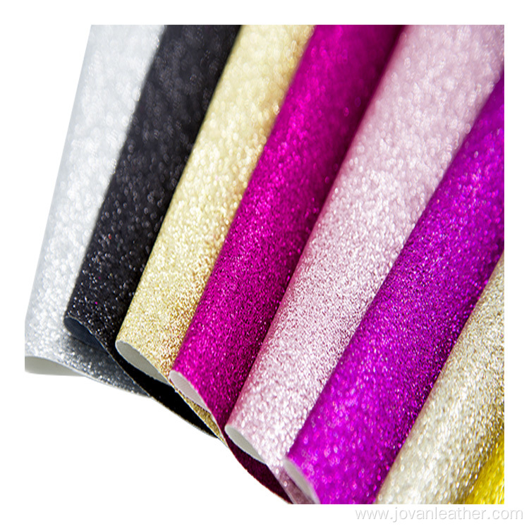 OEM Smooth chunky glitter PU faux leather fabrics