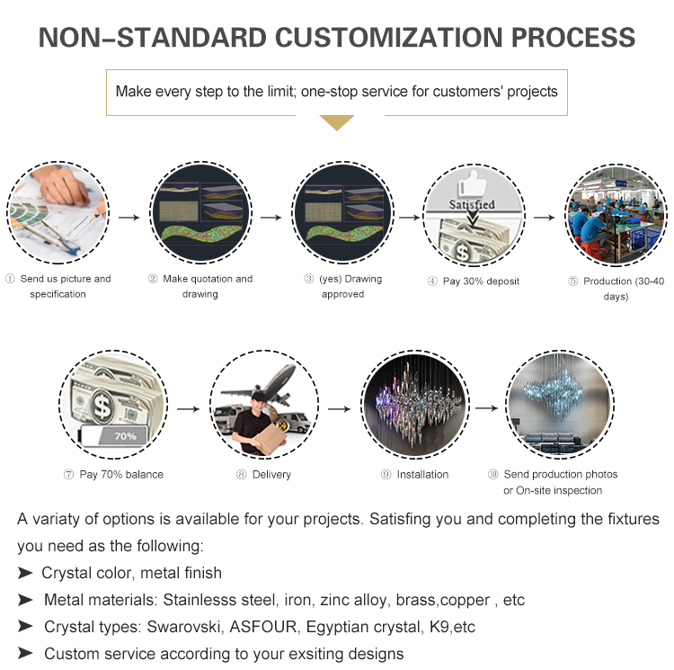Factory supply luxury hotel custom colorful modern Big project chandelier & pendant light