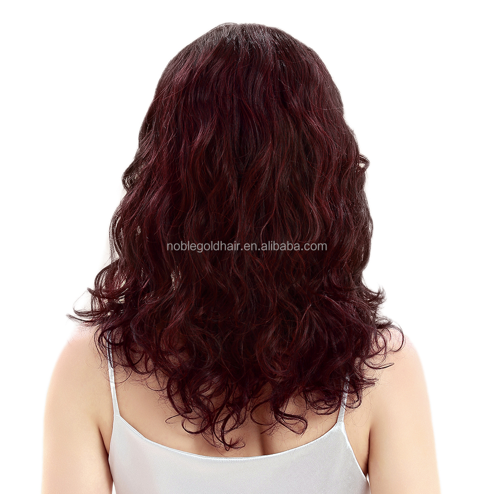 Wholesale Long Women water Weave  lace part wig High Quality Color high temperature fiber Synthetic Hair Wig With Bangs