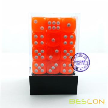 Bescon 12mm 6 Sided Dice 36 in Brick Box, 12mm Sechs Sided Die (36) Block of Dice, Translucent Orange mit weißen Pips