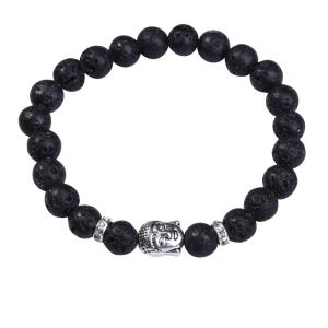 Pierre de lave 8MM Gemstone bouddhisme prière perles Bracelet