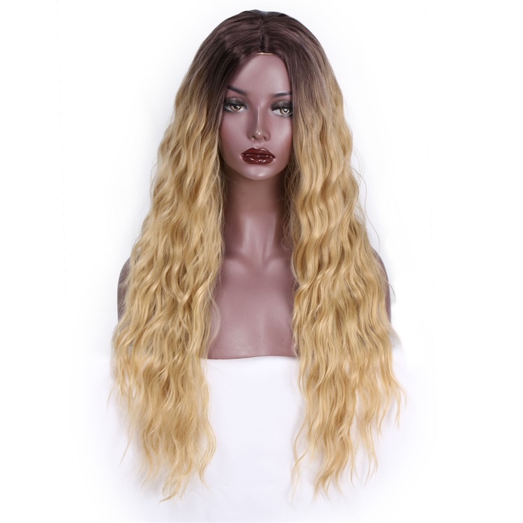 Vigorous Long Ombre Blonde Synthetic Wigs Natural Wave Wigs for Black Women Heat Resistant Fiber Cosplay Wigs