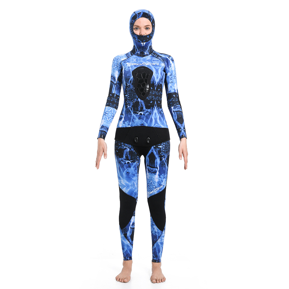 Seaskin Spearfishing Wetsuits with Blue Water Camo Patern