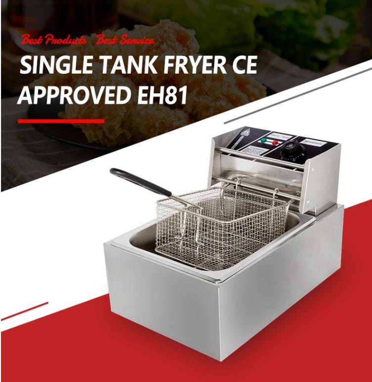 Single-cylinder Fryer Deep Oil Fryer equipment French Fries Maker Electric 6L Chips Cooker