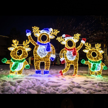 Outdoor Illuminated LED Reindeer Family Photo Booth for Christmas Light Displays