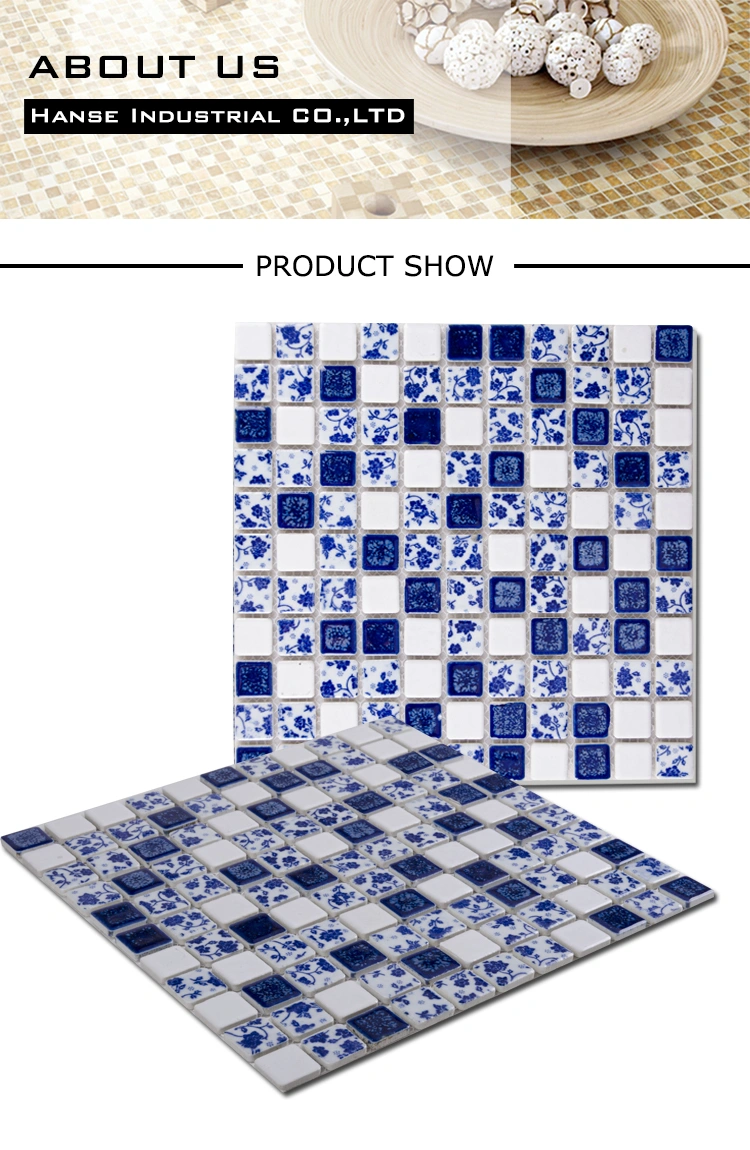 Exquisitely Made Small Chip Size Glazed Ceramic Mosaic Tile Flowers