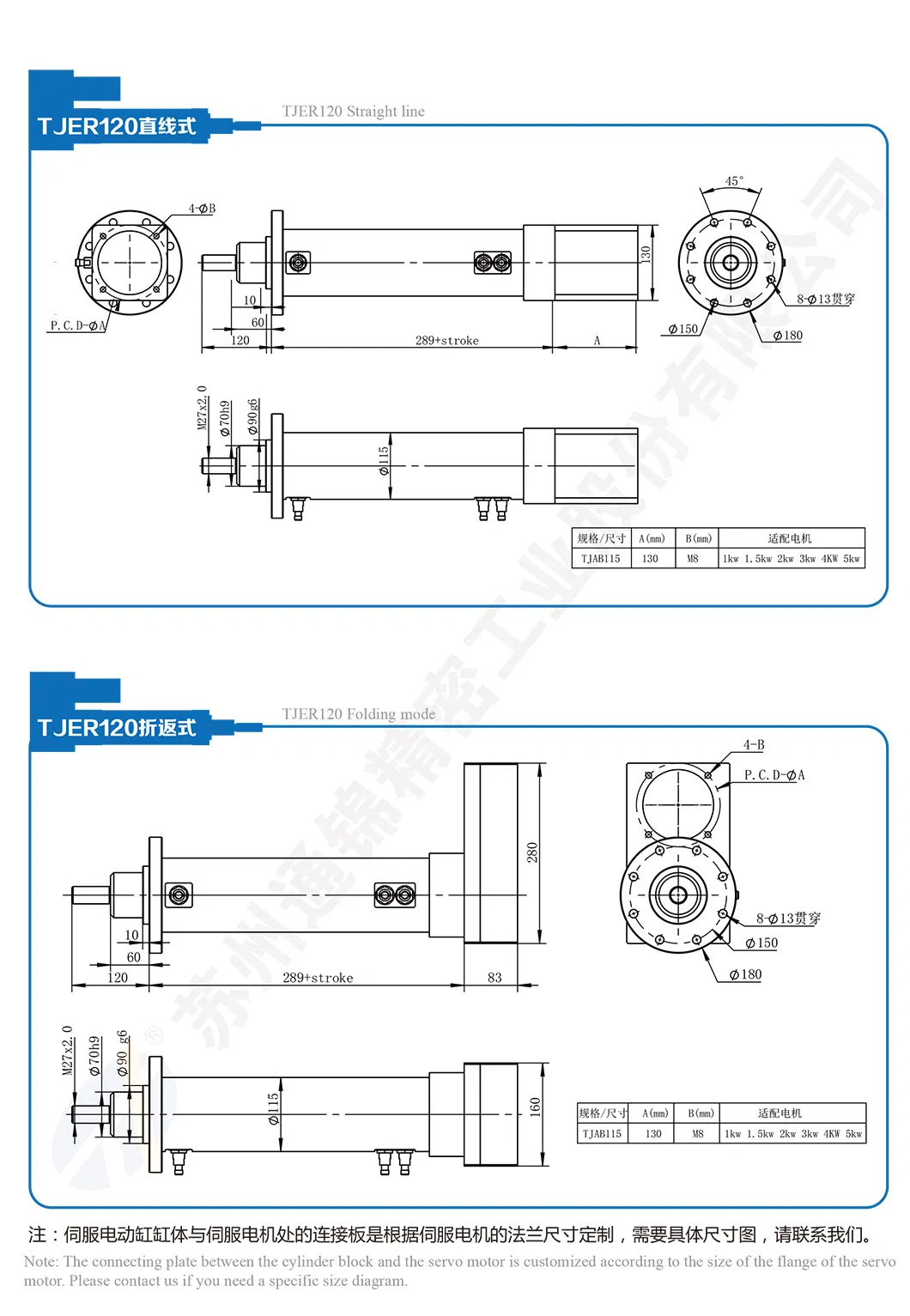 TJER120 звышмагутны электрычны прывад