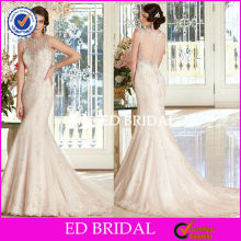2847 Cap Sleeve Heavy Beaded Embroidery See Through Back Mermaid Saudi Arabian Wedding Dress