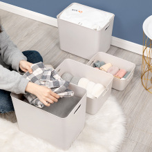 White Plastic Storage Bin for Clothing, Cosmetics, and Finishing Touches with Lid