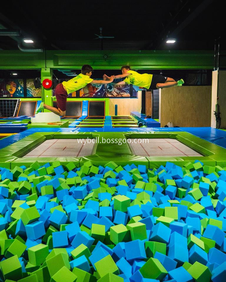 indoor trampoline with ninja course