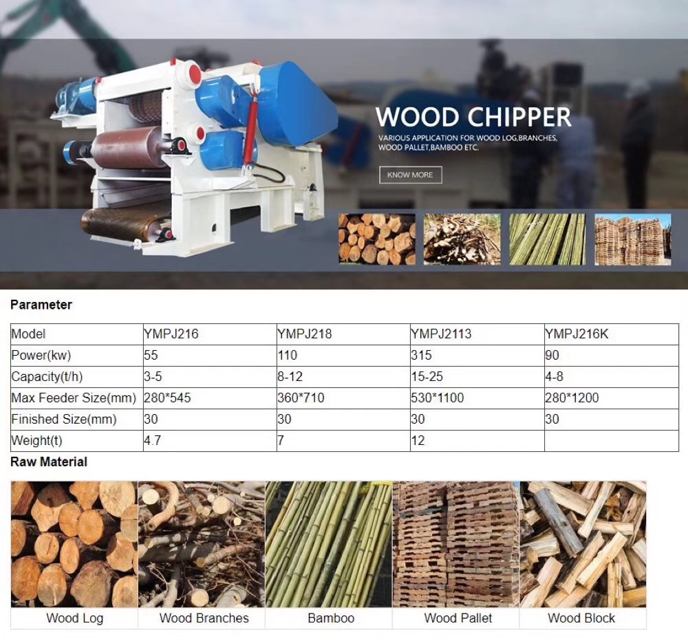 BM 1650 220KW 32T/H Elm wood tree crusher machine shredder