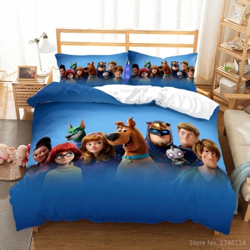 Scooby Doo Dog 3D Cartoon Printed Bedding Set Soft Duvet / Comforter Cover with Pillowcases Bed Linens for Children Kids Adults