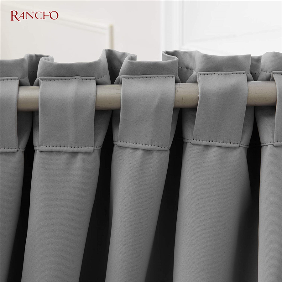 Loops top blackout curtains belts tape curtain with blackout solid color cortinas blackout for bedroom