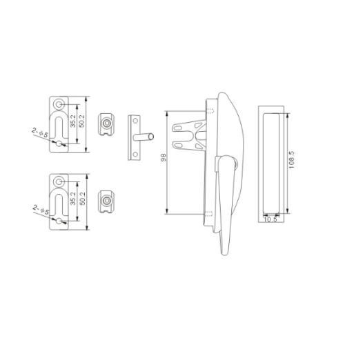 Multi-point lockable handle fork type