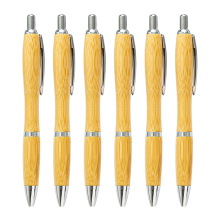 JH Natural Bamboo Wood Pens with Printed Logo - Classical Design Click Action Bamboo Pens