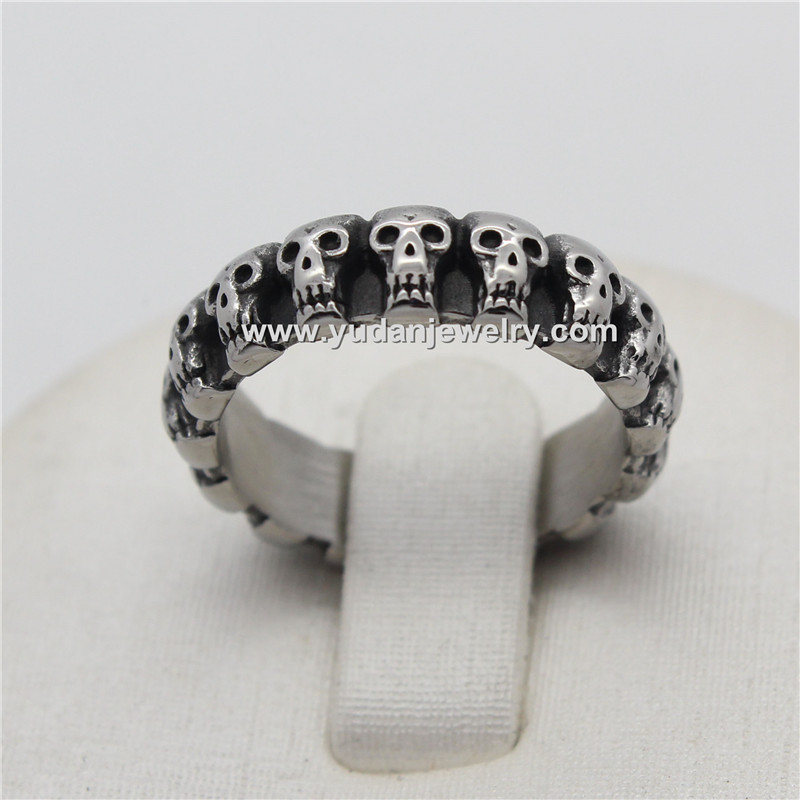 Guangzhou Ractory Wholesale Steel Biker Skull Ring Jewelry