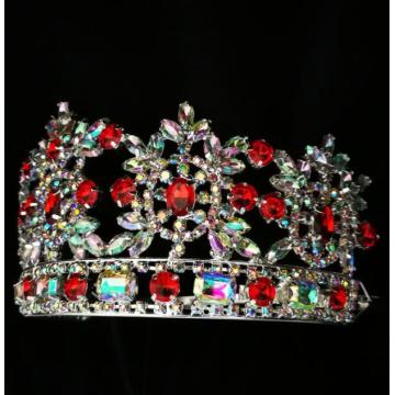 Tiara redonda de flor de diamante de imitación AB de 3 pulgadas