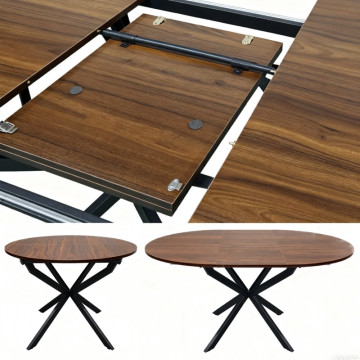 Extendable Walnut Table Metal X-Frame