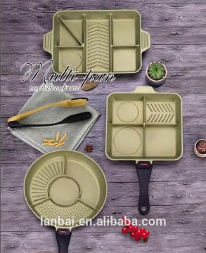 2017 NEW Grill pan multifunction aluminum non stick rectangle separate pan cookware