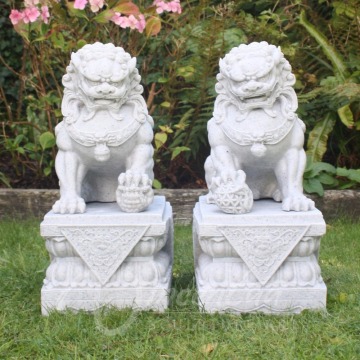 Door guardians sculpture chinese marble fu dog statue