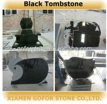 Black granite headstone