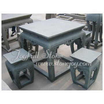 Antique Stone Table Set, archaized granite table set