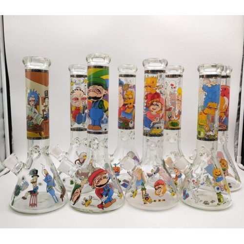 Прекрасный множественный мультфильм Charactor Decal Glass Beaker Bongs