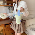 女性用のカスタマイズされたピンクキャンバスバケットトートバッグ