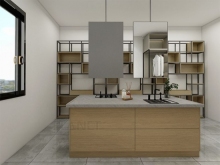 Brown Lacquer Prefab Top Base Kitchen Display Cabinet