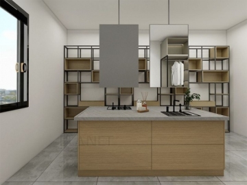 Brown Lacquer Prefab Top Base Kitchen Display Cabinet