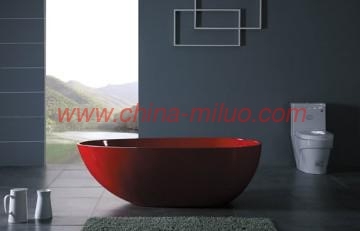 glossy red cast stone Freestanding Bathtub-ST-03