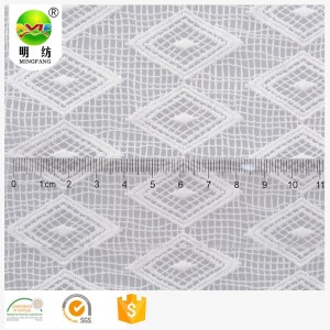 Eco friendly 100% polyester white lace fabric