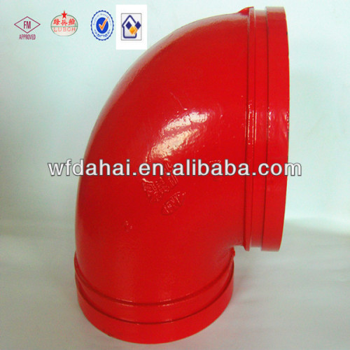 FM approved painted roll grooved fittings 90 degree grooved elbow