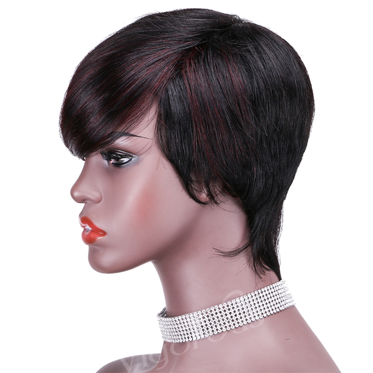Short Bob Straight Highlight Red Wholesale Pixie Cut Wave Cheap Glueless Brazilian Raw Human Hair Wigs Black Women