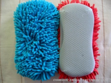 Microfiber chenille and mesh sponge