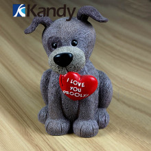 Kandy Unik Free design service vivid lovely grey delicate carven love dog resin toys