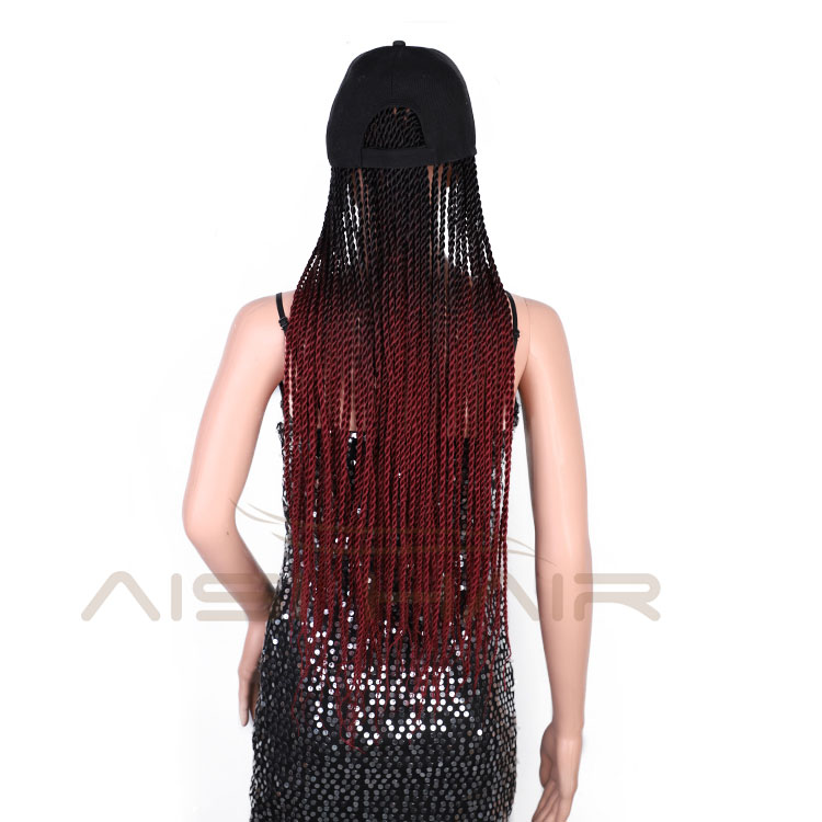 Aisi Hair Heat Resistant Synthetic Baseball Hat With Crochet Twist Braiding Hair Extension For Black Women Synthetic Hair Wigs
