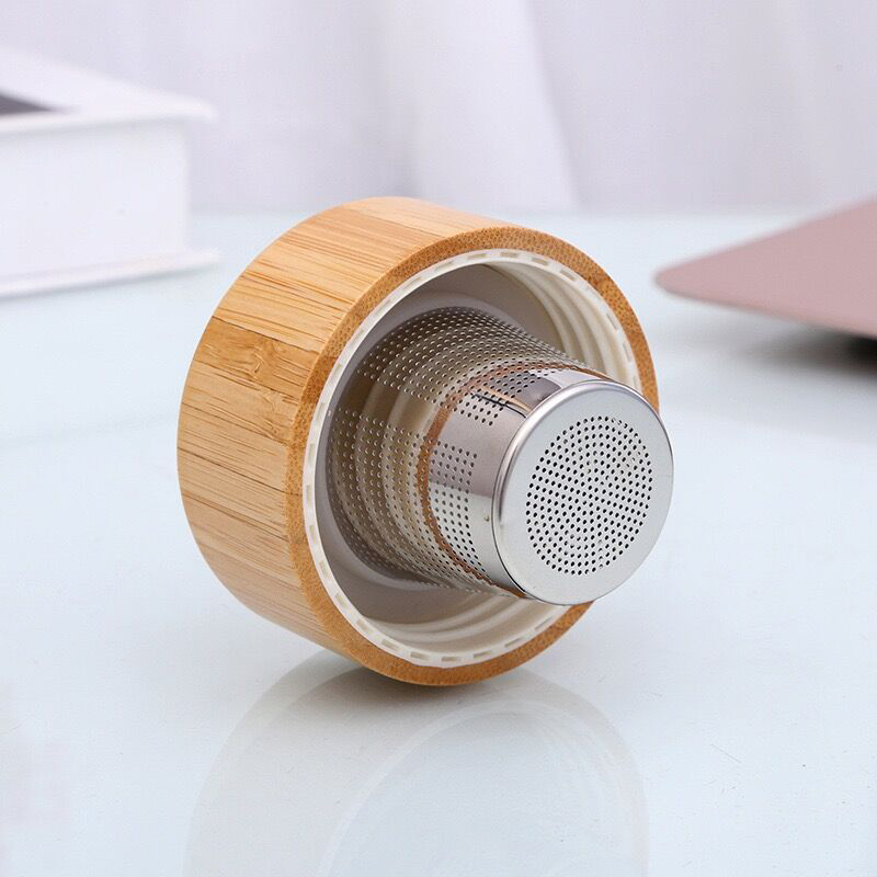 Borosilicate bamboo lid glass tea cup with infuser swing top glass bottles 400ml