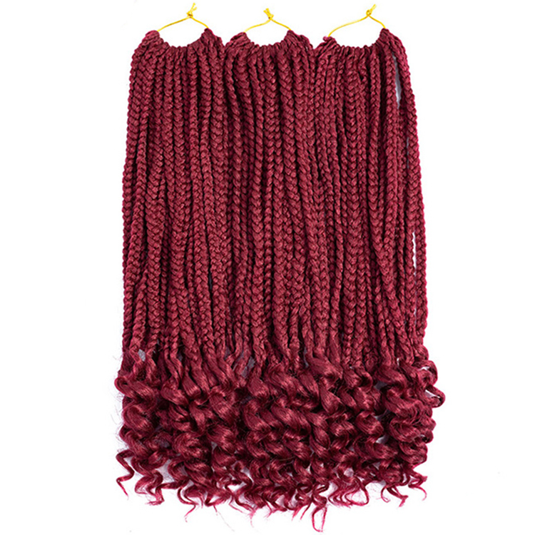 14 18 inch Box Braids Curly End Crochet Hair 22 Roots / Pack Bulk Small Jumbo Braids Curly End Synthetic Braiding Hair