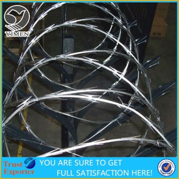 Crossed razor wire fencing